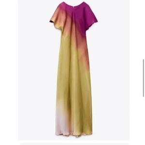 ZARA Multicolour Long Tie-Dye Dress Size XL
